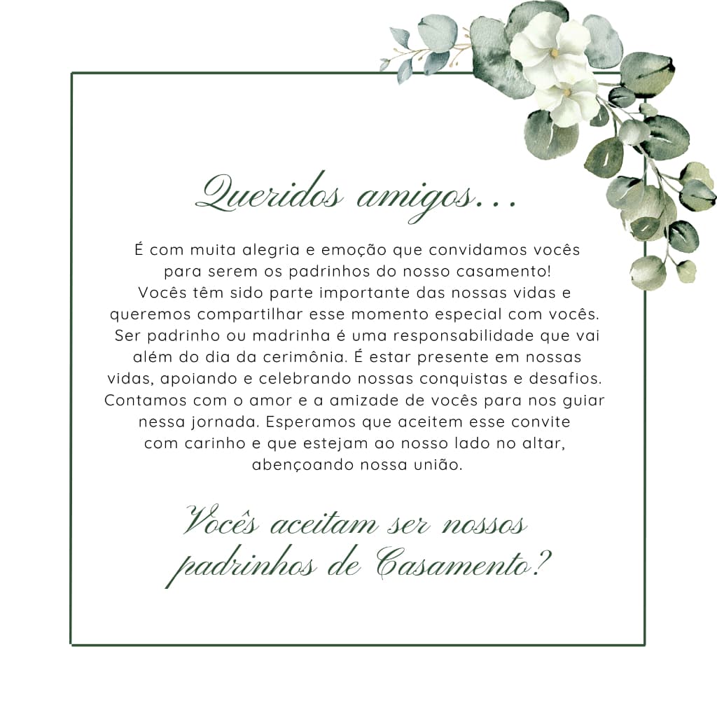 Convite tampa padrinhos 15x15 / 18x18 / 20x20 - Várias cores