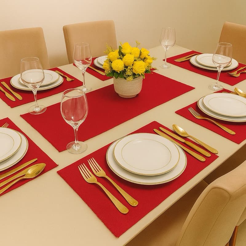 Jogo Americano para Mesa 7 peças Feito em Tear Algodão Imperdível Decoração Promoção