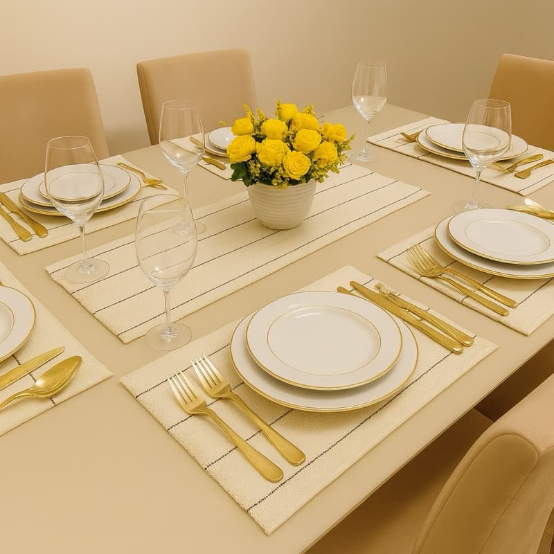 Jogo Americano 7 peças para Mesa em Tear Decoração Imperdível