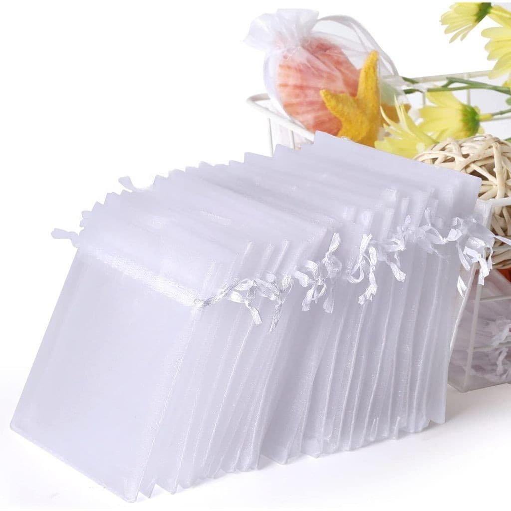 Kit 10/20/50/100 Un Saco Saquinho Organza Tule Saquinho 7x9 9x12 10x15 Branco Preto Festa Casamento Eventos