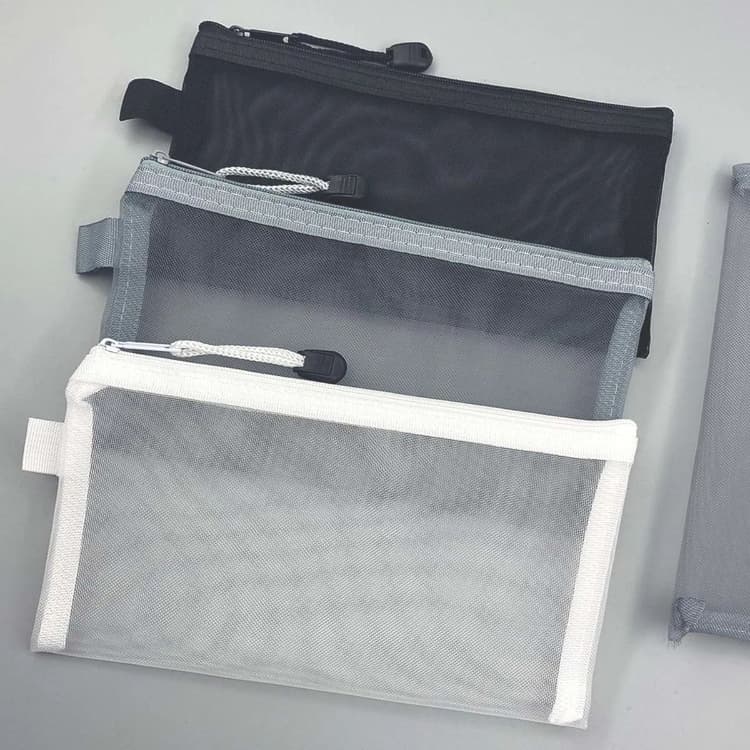 Necessaire Estojo Escolar Organizador para Viagem Branco Preto Cinza