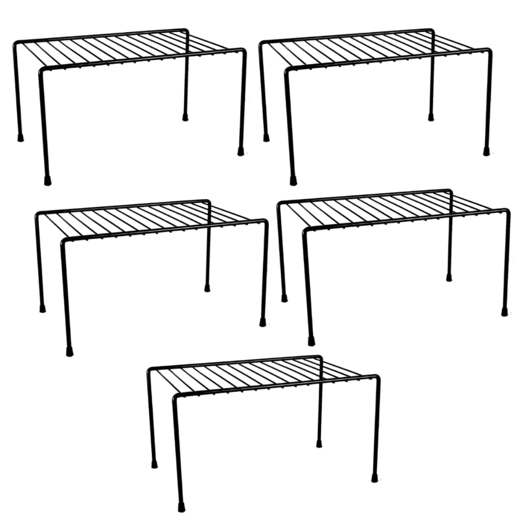 Kit 5/4/3/2/1 Organizadores Armário Armario Prateleira Aramado 32 Cm Preto Branco