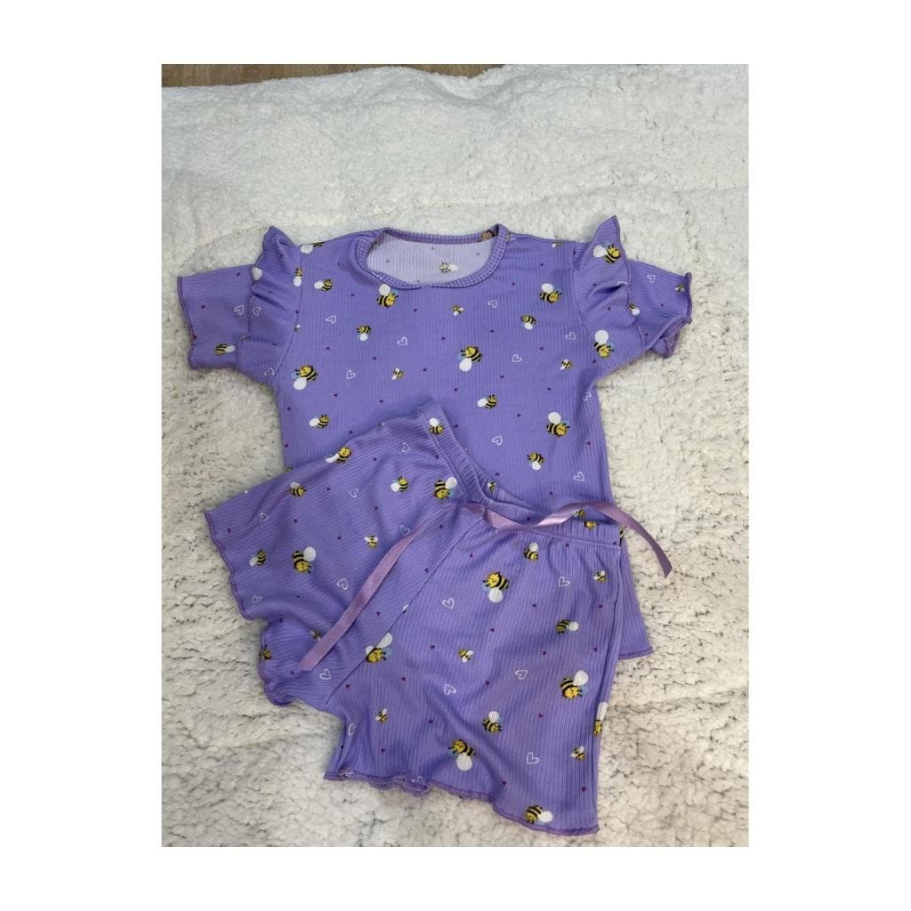 Pijama infantil suede canelado feminino baby doll short doll roupa de dormir de menina personagens