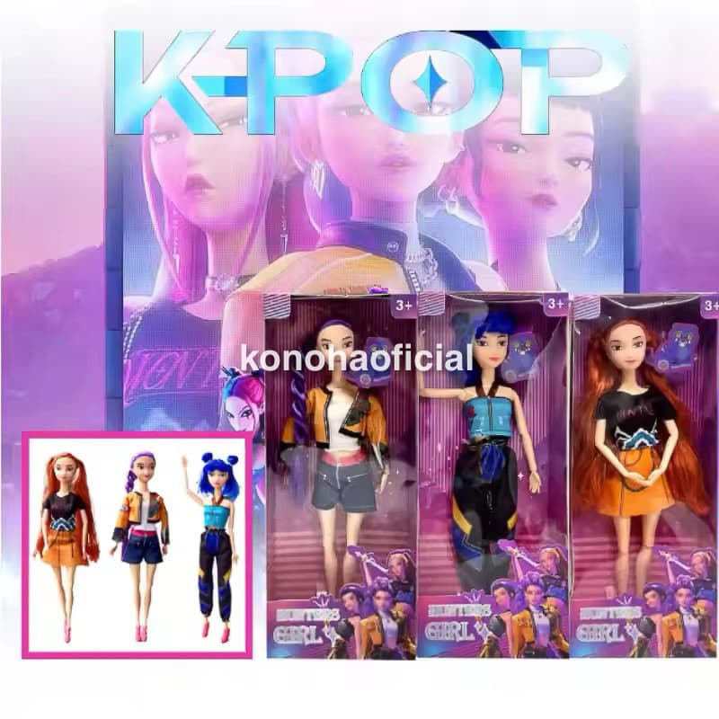 Bonecas Guerreiras do K-Pop Figura de Ação Rumi Mira Zoey Articulada Brilhante Cabelos Coloridos Presente