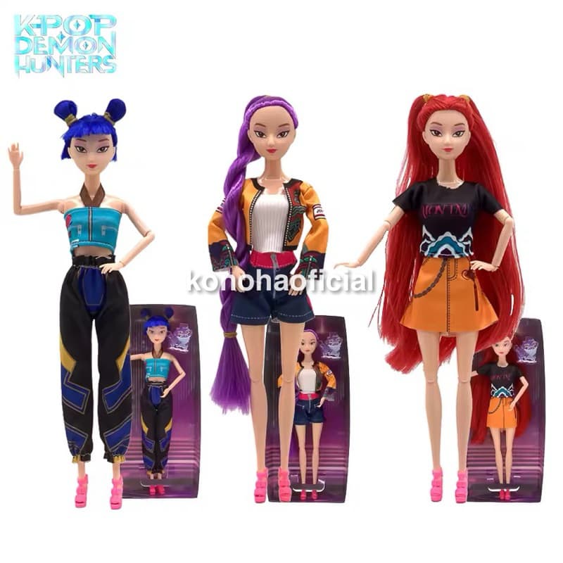Bonecas Guerreiras K-Pop Figura de Ação Rumi Mira Zoey Brilho Neon Articuladas Presente Colecionável