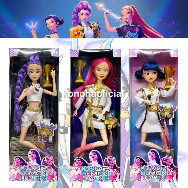3 Bonecas K-Pop Demon Hunters Guerreiras Kpop Figura de Ação Rumi Mira Zoey Brinquedo Decorativo Premium