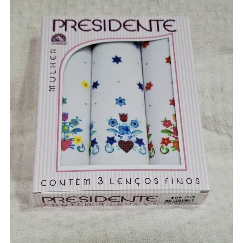 3 Lenços Finos 30x30 Femininos Elegantes Presidente Estampados Lisos Tramados