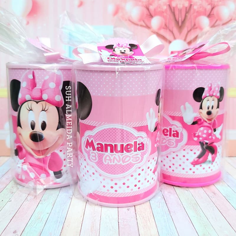 Cofrinho Personalizado Minnie Rosa Lembrancinha Festa