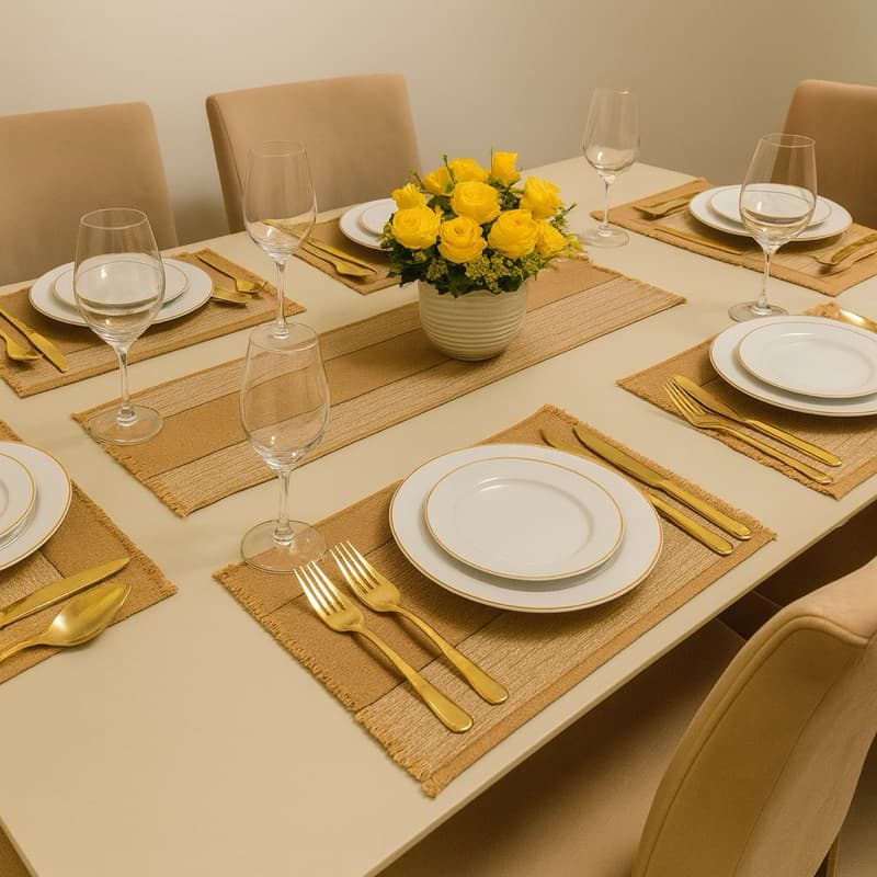 Jogo Americano 7 peças Feito em Tear 1 caminho de mesa e 6 posições Decoração