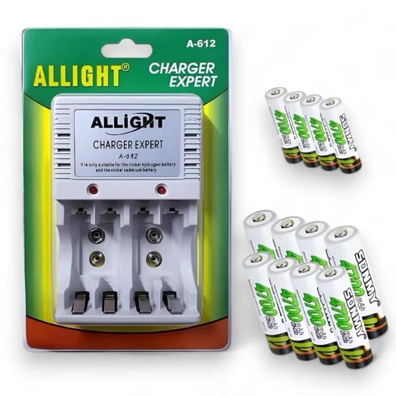 Kit Carregador de Pilhas AA AAA Bateria 9V Bivolt