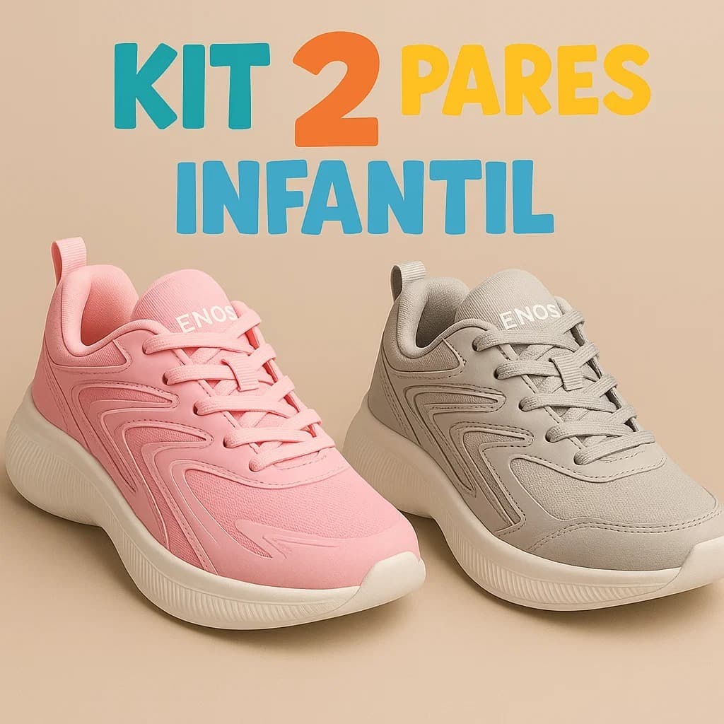 Combo Kit 2 Pares Tênis Infantil Leve Escolar Confortável