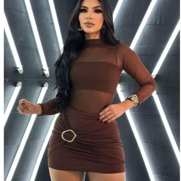 Short Saia Feminino Alfaiataria Neoprene Fivela Orgânica Dourada Cintura Alta Luxuosa e Elegante P-M-G-GG Envio Imediato