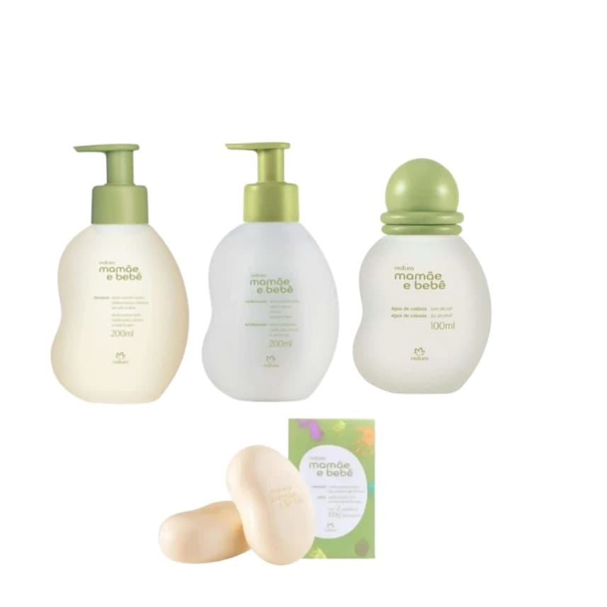 Kit Mamãe e Bebê Natura - 4 Itens - Colonia + Shampoo + Cond + sabonete em barra c/ 2 unidades