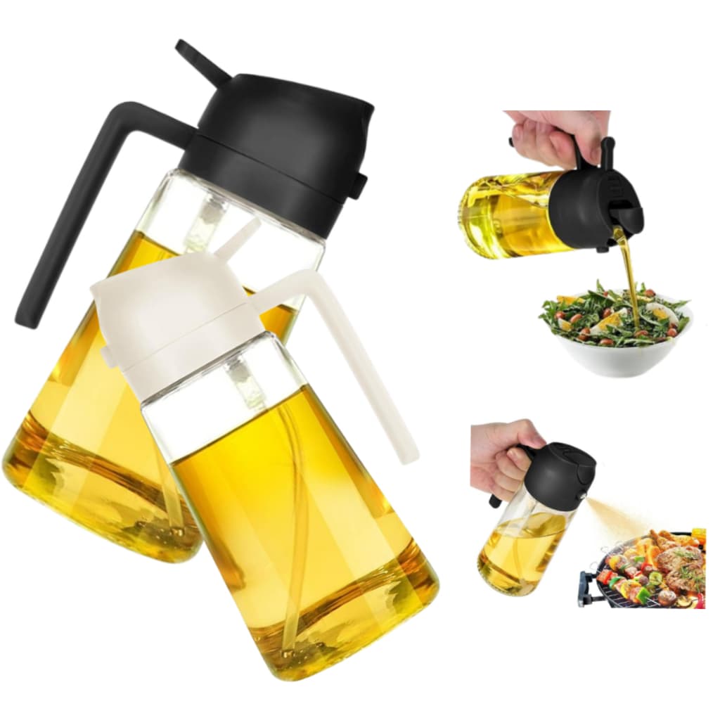 Galheteiro Spray Borrifador Dosador 2 em 1 Para Azeite Vinagre Oléo Vidro Vinagreiro Azeiteiro Cozinha 470ML