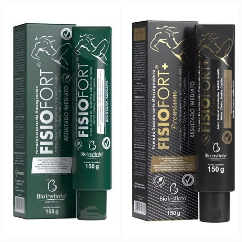 Kit Pomada Massageadora Fisiofort 150g e Fisiofort Premium 150g Mentol & Cânfora- 2 itens