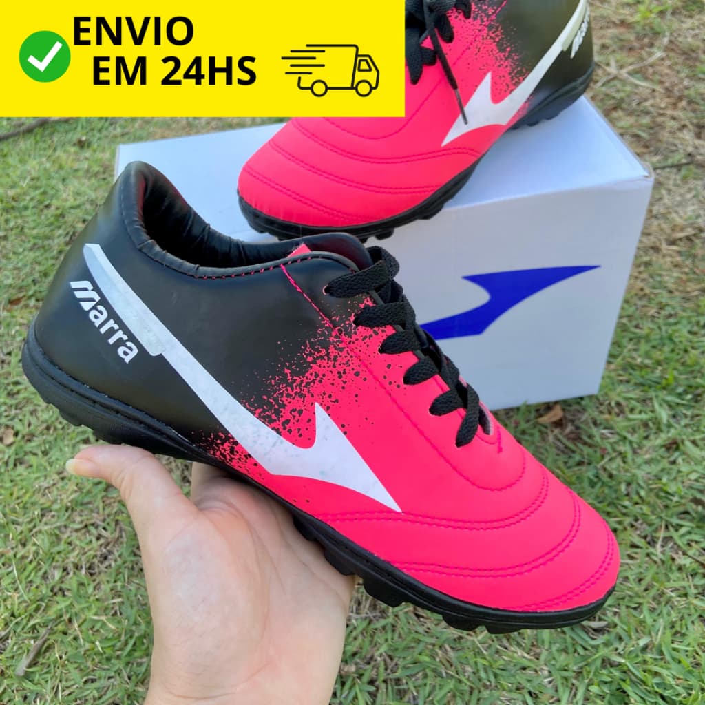 Chuteira Rosa Pink Society Grama Sintética Socyte Costurada Reforçada Unissex Promoção ENVIO RÁPIDO