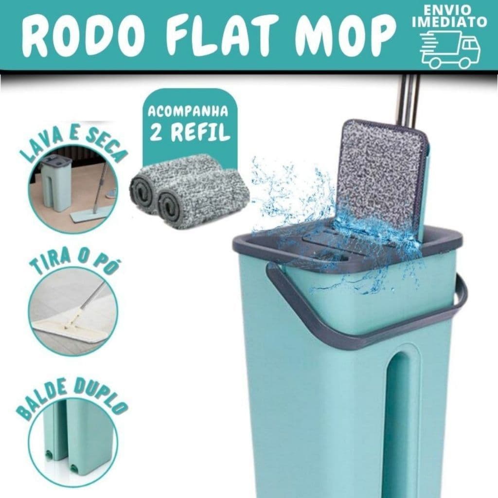 Balde Mop Flat 2 Refil Esfregao 5 Litros Profissional