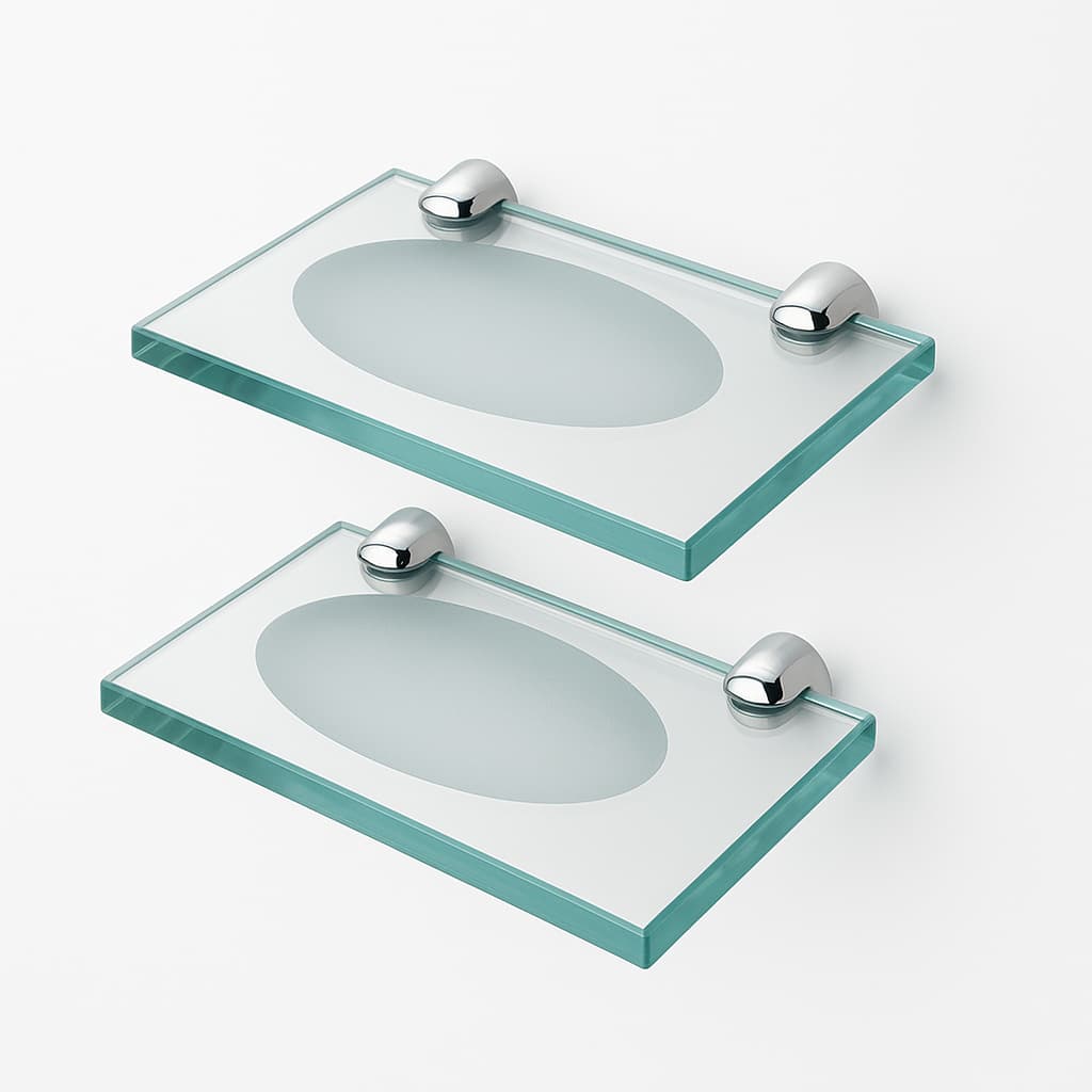 Kit 2 Saboneteiras de Vidro Reta 14,5 x 9,5 cm incolor com Inox De luxo Para Qualquer Ambiente Banheiro Cozinha Lavabo