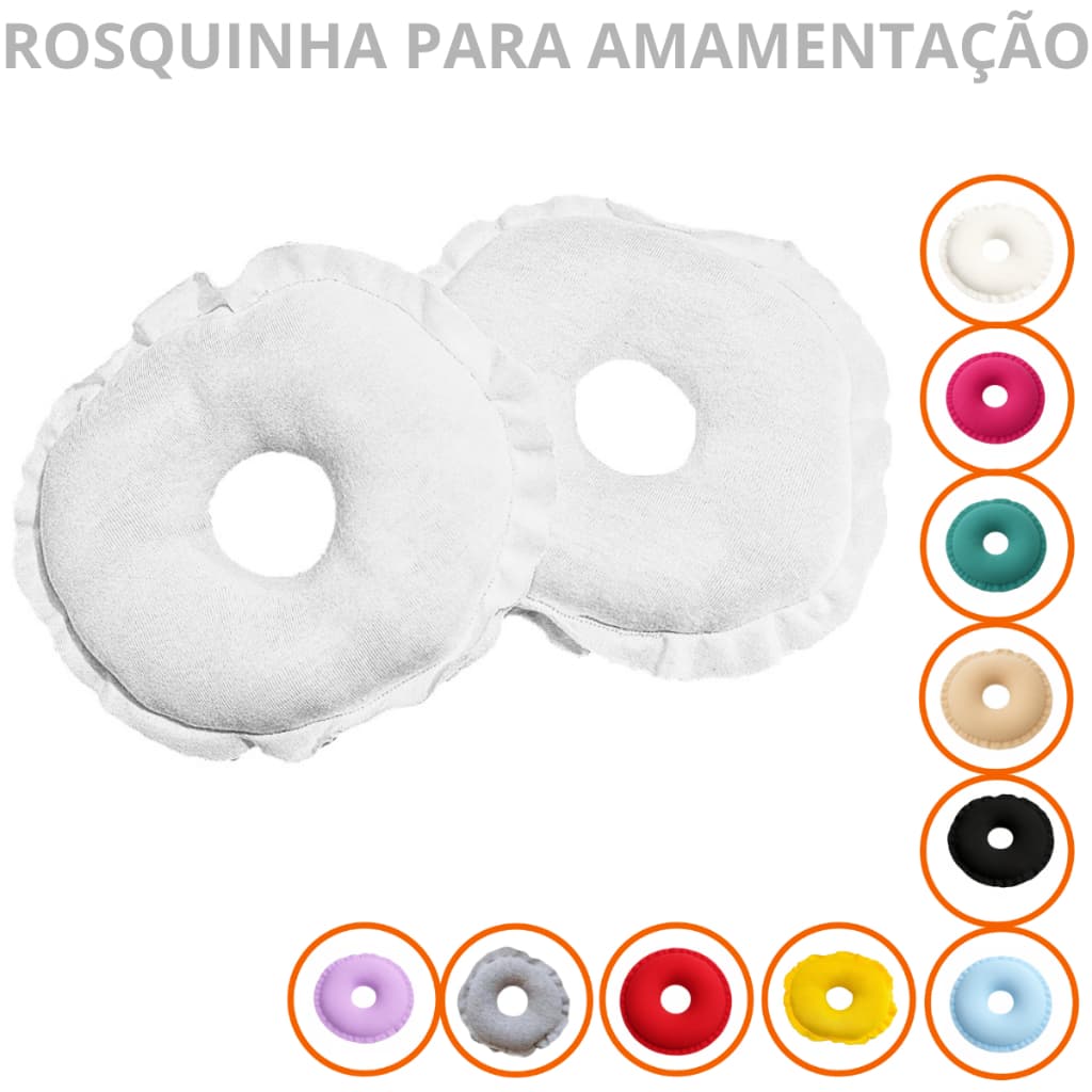 Kit Amamentação 4 Pares de Rosquinhas Para Seios Malha Macia 100% Algodão Para gestante Várias Cores
