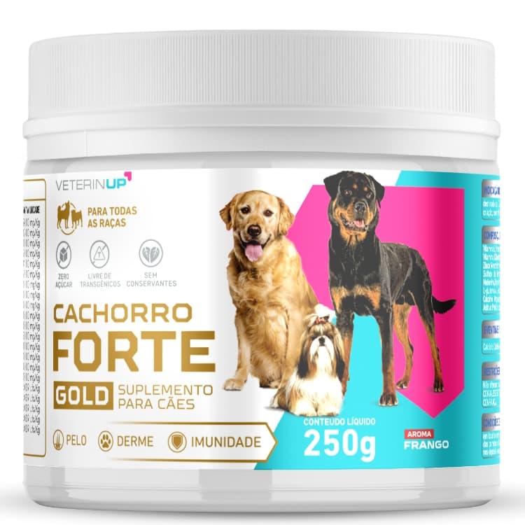 Cachorro Forte Gold 250g - Fim da Queda de Pelo + Imunidade Máxima 4x Mais Potente Direto da Fábrica