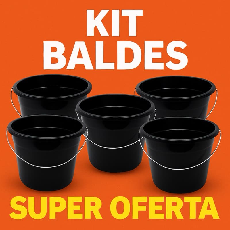 Kit Baldes Plásticos Reforçado 8 Litros Com Apoio de Mão