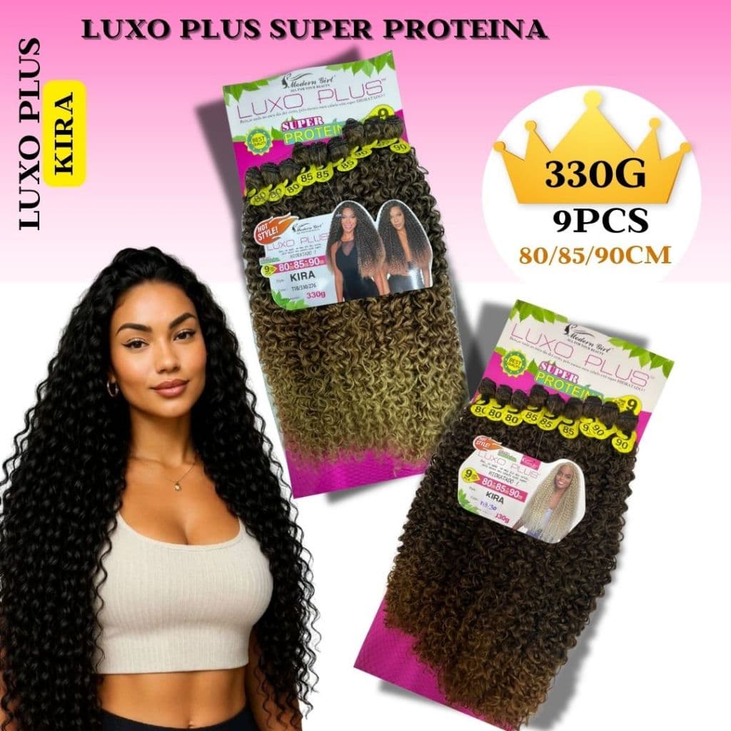 Fibra Super Proteina Cabelo Cacheado Kira Luxo Plus  Modern Girl  330g 90cm