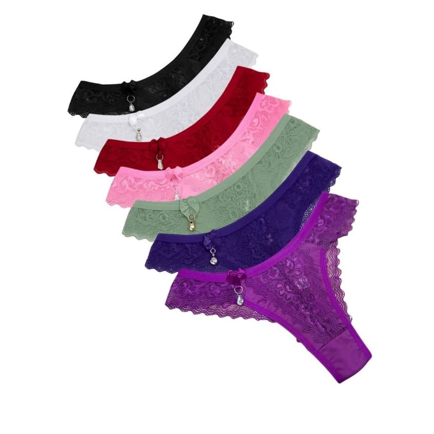 Kit 4 peças calcinhas tanga Fio Sex Com Pingente