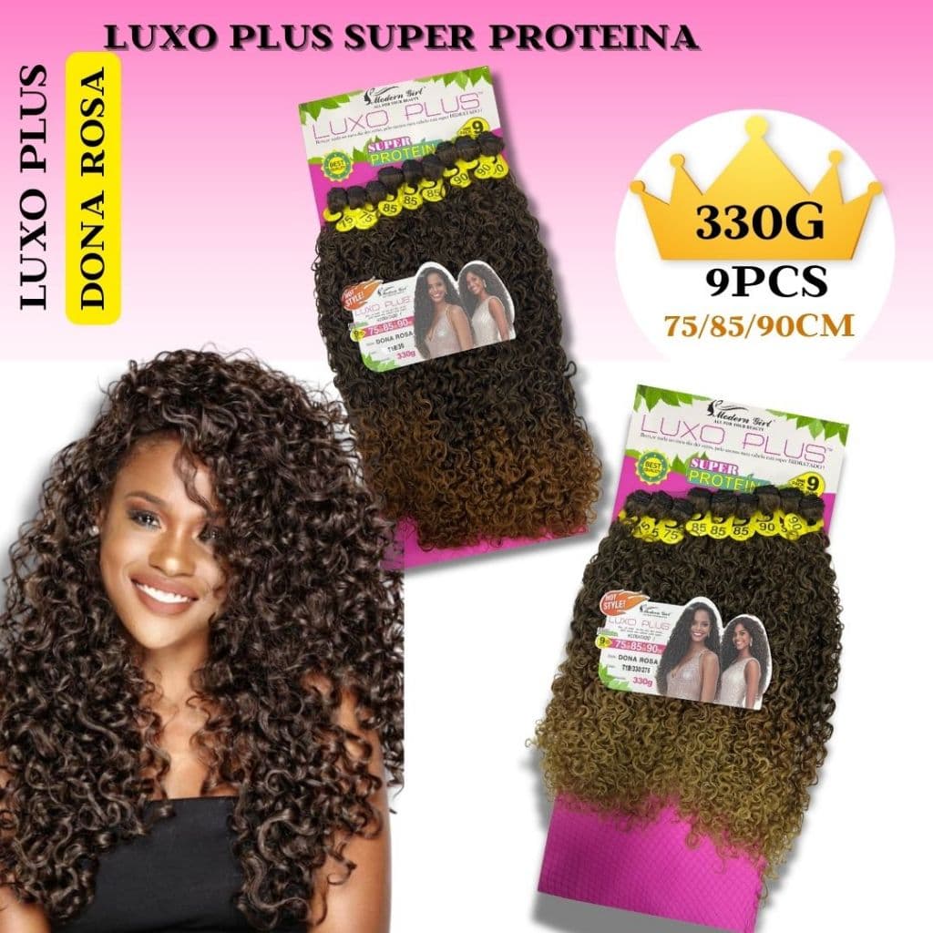 Fibra Super Proteina Cabelo Cacheado Dona Rosa Luxo Plus  Modern Girl  330g 90cm