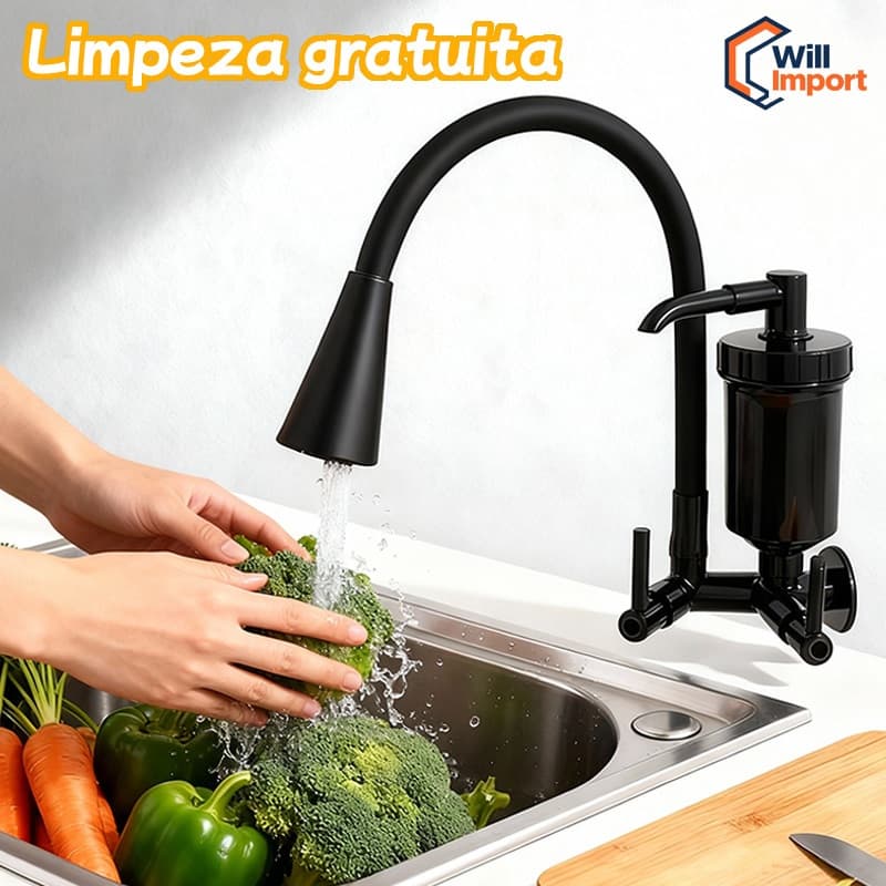 Torneira Preta Com Filtro Para Cozinha, Torneira Flexivel de Parede Cozinha,Torneira Preta Gourmet Parede
