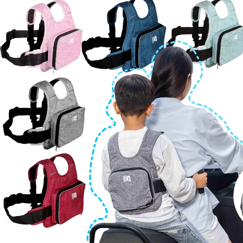 Cinto infantil para motocicleta ajustável em comprimento resistente a ruptura e seguro