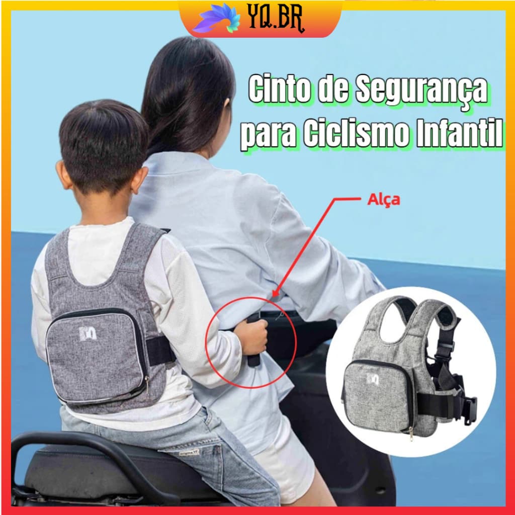 Colete Cinto De Segurança Infantil Para Andar Moto Criança Arnês de bolsa de armazenamento portátil