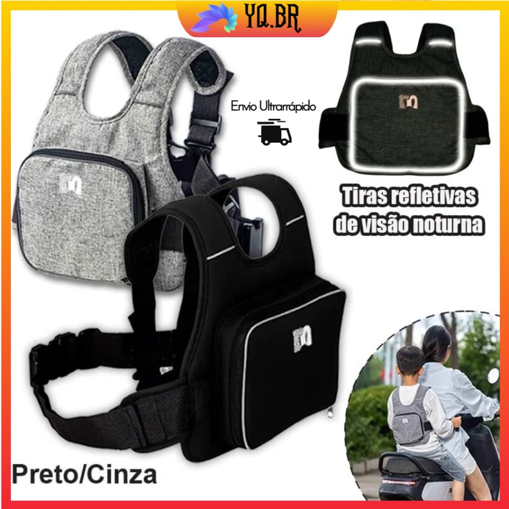 Cinto de Segurança Infantil para Motocicleta Ajustável Resistente a Impactos Certificado de Segurança