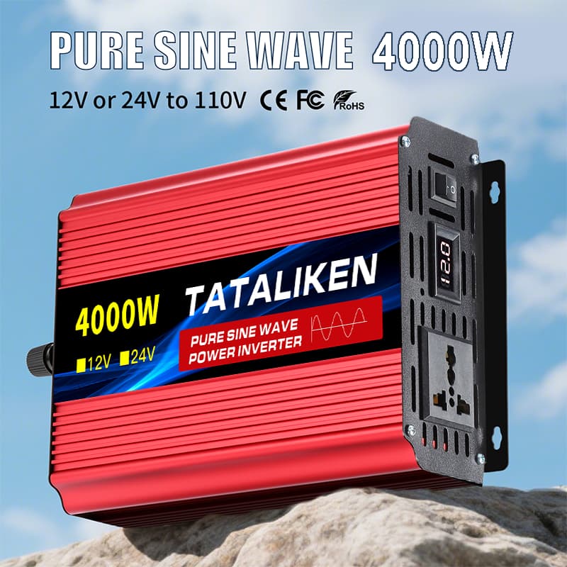 Inversor de Onda Senoidal Pura 12V/24V 110V 4000W Painel Solar para Carro Motorhome Geladeira Ar Condicionado Soldagem