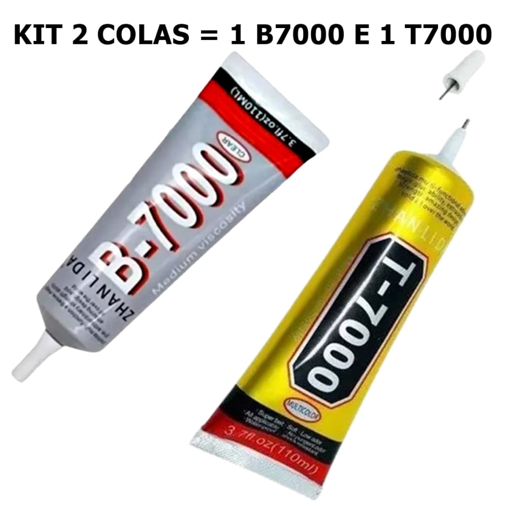 Kit 2 Colas 1 Cola B7000 e 1 Cola T7000 110 ml Adesiva Multiuso Cola Ideal Papelaria Display Touch