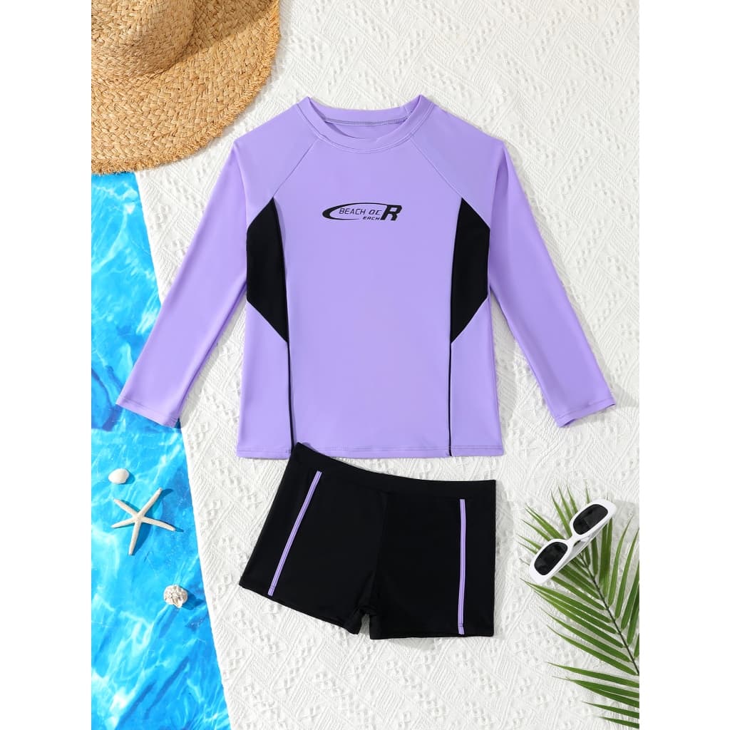 RWX VEST Conjunto Feminino Juvenil de Praia com Manga Longa e Short – Proteção e Estilo em um Só Look 2025 J3622