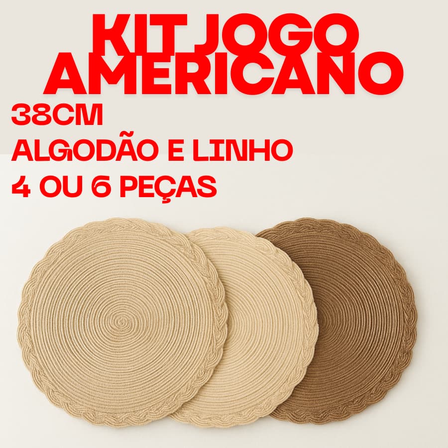 Kit 4 Ou 6 Peças Jogo Americano 38Cm Elegante Mesa Posta Em Algodão E Linho Descanso De Mesa