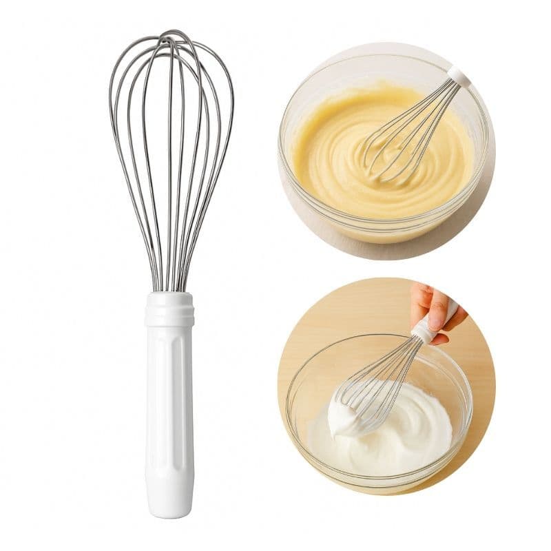 Batedor Fouet Inox Profissional Branco 25cm 30cm 35cm 40cm Fue Creme Clara Bolo Massa