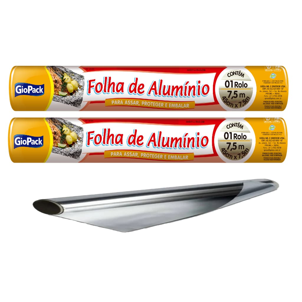 Kit 2 Rolo Papel Alumínio 30/45cm resistente Uso Doméstico e Profissional Cozinha e Churrasco