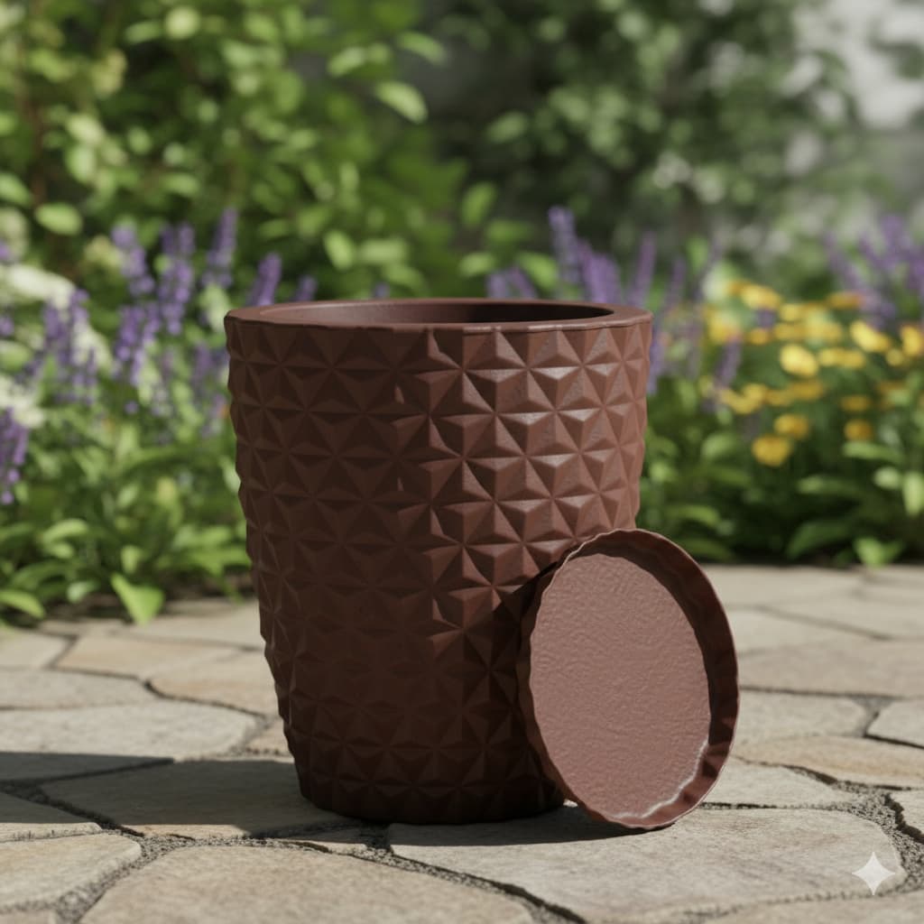 Vaso para Plantas Decorativo 30x25cm Diamante em Polietileno com Prato