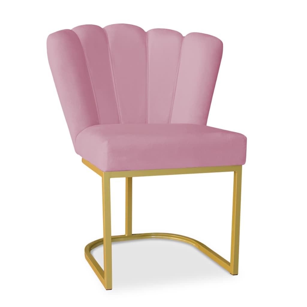 Cadeira Pétala Base de Ferro Dourada - Cadeira para Salão de Beleza