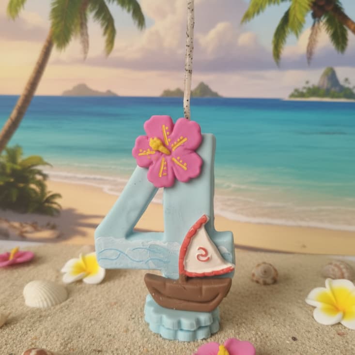 Vela Moana Azul Em Biscuit Com Pavio FULL  - ENVIO IMEDIATO - Topo De Bolo