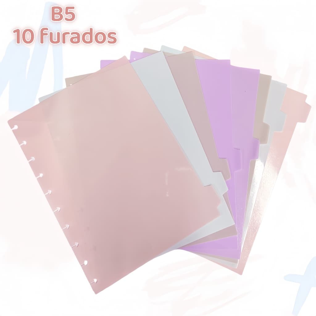 Kit 8 Peças Divisórias Coloridas Para Caderno Inteligente-Compatível com B5 10 furados
