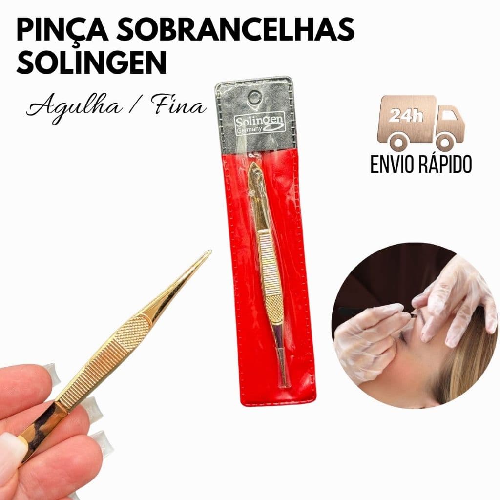 Pinça Agulha Pinça Fina Aço Inox Solingen Design de Sobrancelhas Envio Rápido 24h