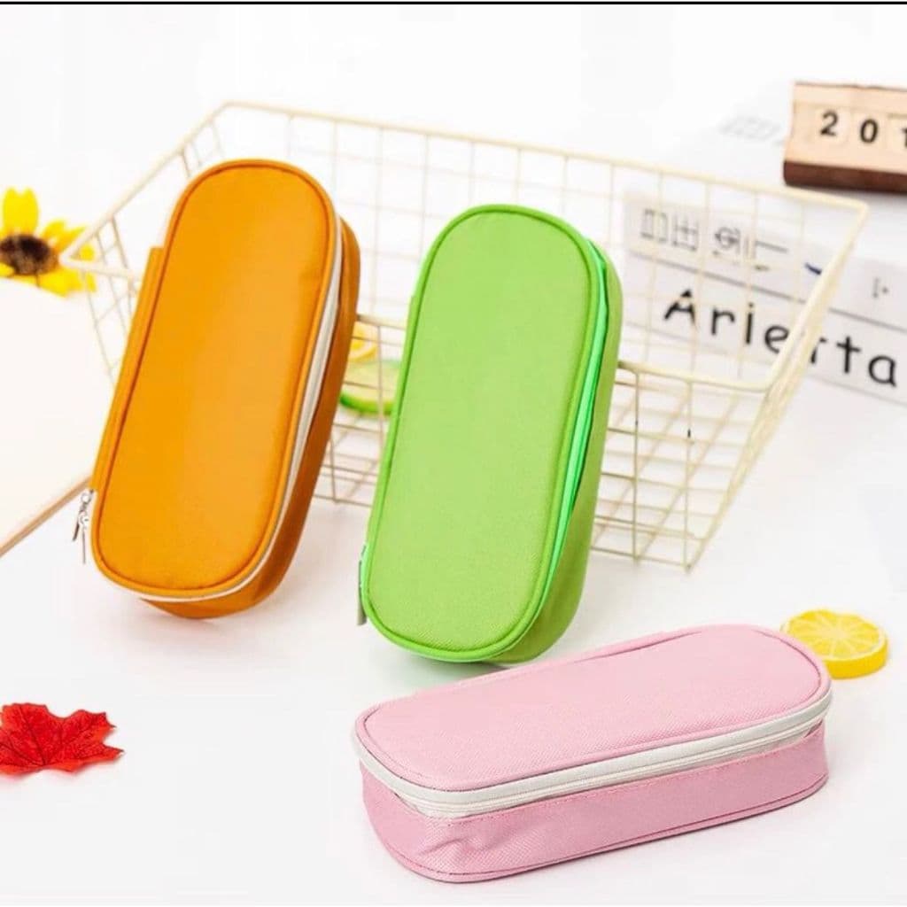 Confira Estojo De Lápis De Grande Capacidade Com Zíper Pen Bag Caixa De Caneta Lona Para Artigo De Papelaria Escola 9003