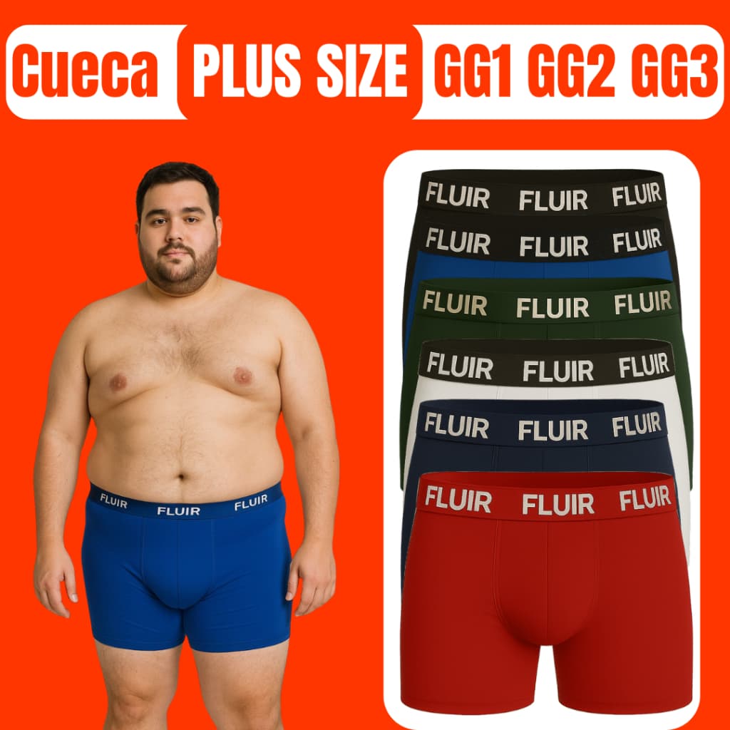 Kit c/ 5 ou 3 Cuecas Boxer PLUS SIZE Extra Grande Masculino GG1 GG2 GG3