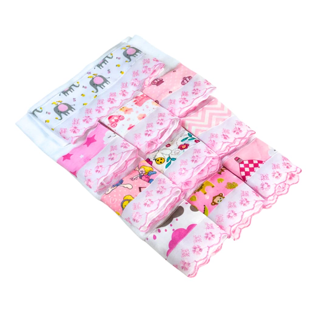 Kit 5x Babete Fraldinhas de Boca Pano de Boca Para Bebê Bordada Modelo Luxo 100% Algodão