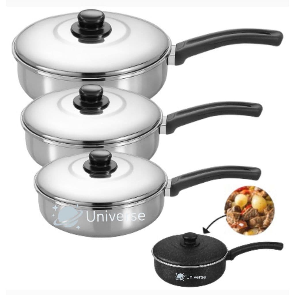 Jogo de Frigideira Conjunto de 3 Frigideira em Aluminio e Unidades de Frigideira  Polida e Craqueada