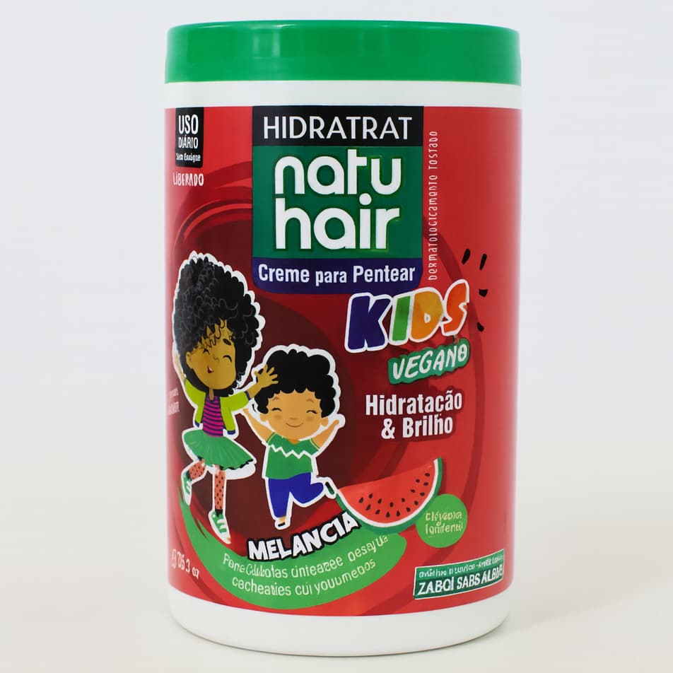 Creme para pentear Kids Vegano Melancia 1KG NATUHAIR - Antifrizz Definição Volume Cachos Ondulados