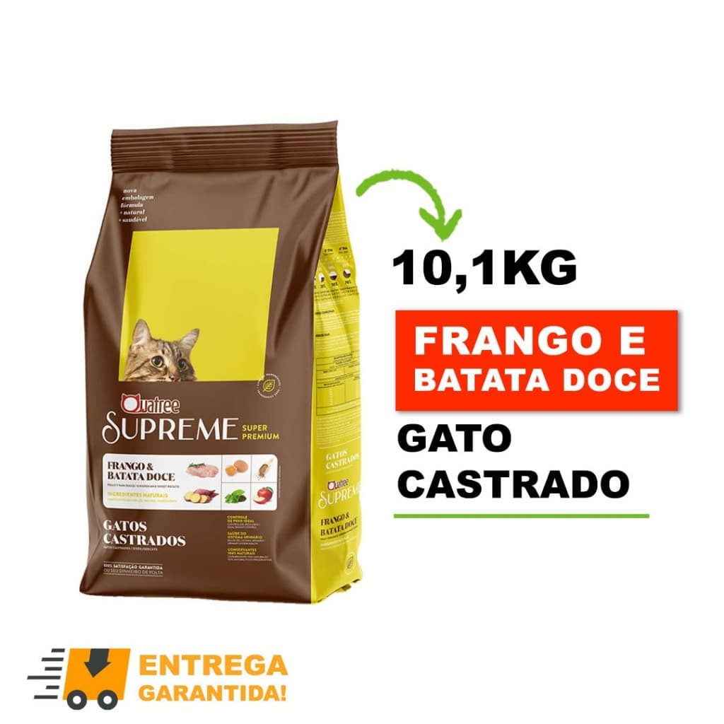Ração Quatree Supreme Gatos Castrados 10.1kg Frango-Envio Rápido