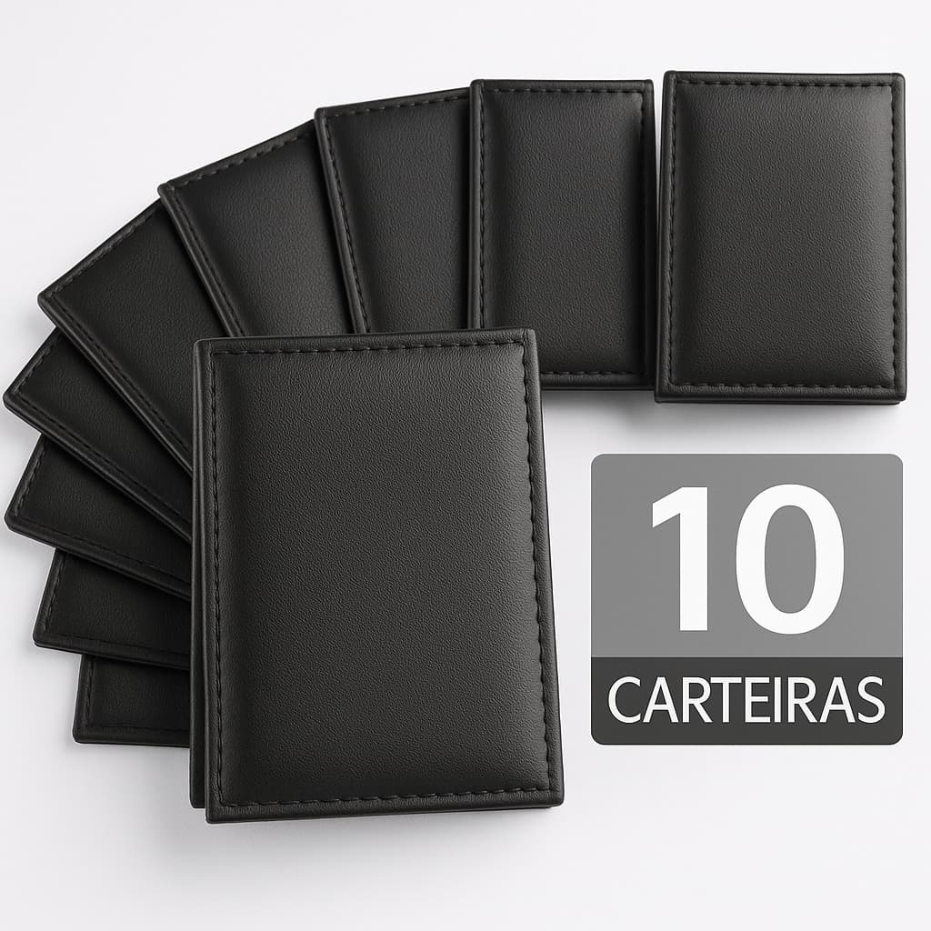 KIT Carteira Masculina Em Couro Slim - Portão Cartão Masculino 5 - 10 - 20 UNIDADES